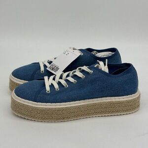 H&M Shoes Women 41 US 10 Teal Espadrille Platform Sneakers Chunky Y2K Ladies NEW
